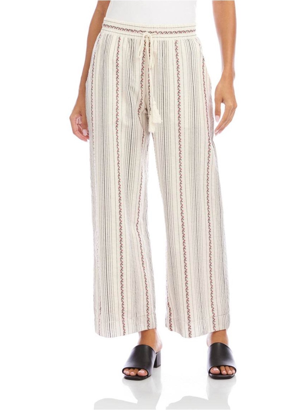 Karen Kane Ivory Striped Wide-Leg pants NWT Large
